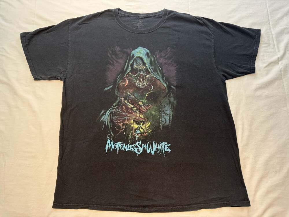 Motionless In White Skeleton Reaper Hourglass Galaxy T-Shirt Size XL